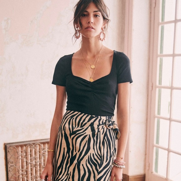 Sézane Irina T Shirt Black Small - Picture 3 of 4